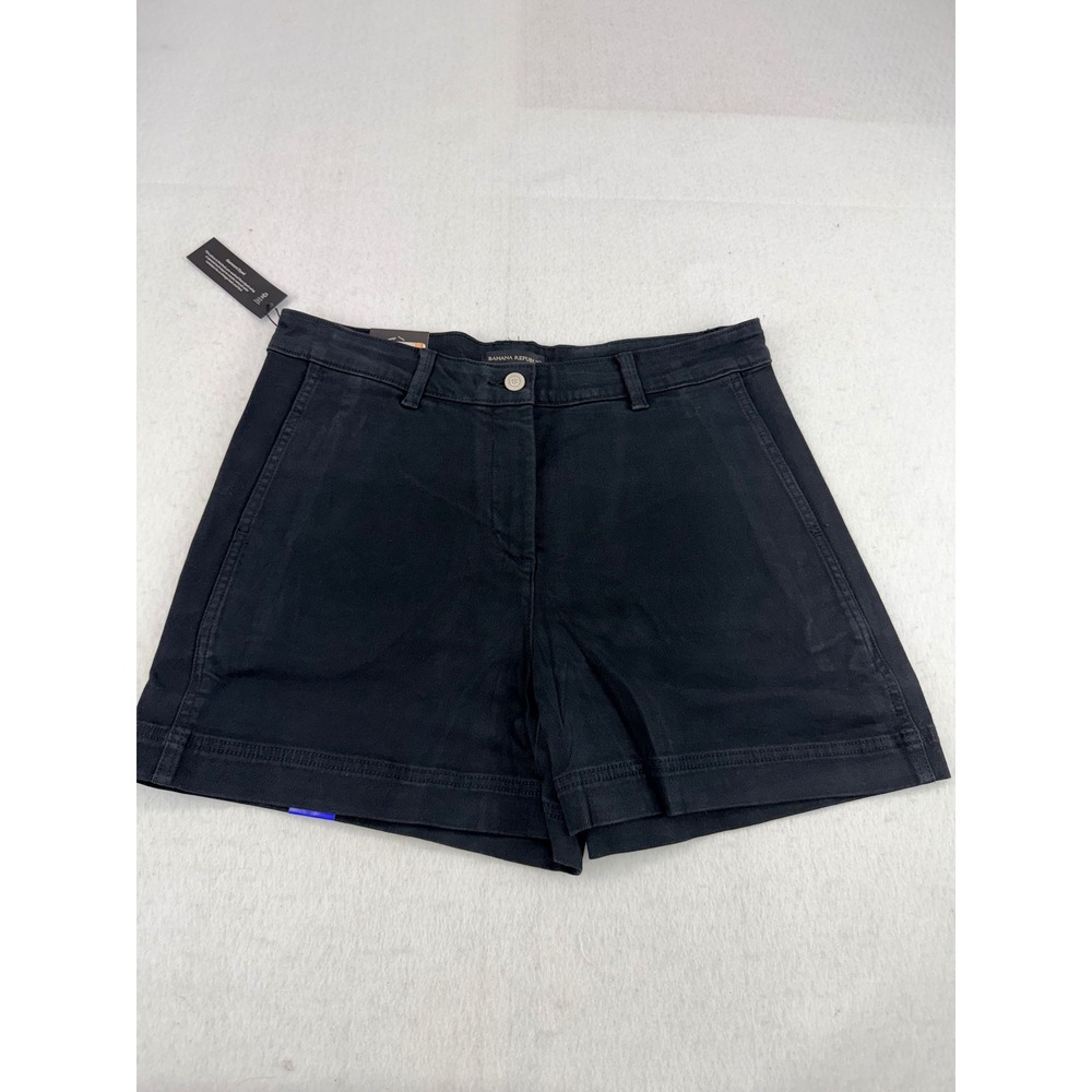 Banana Republic Black Garment Dyed Chino Shorts Women Size 10 NEW